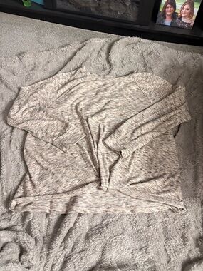 Cozy Neutral Heather Long Sleeve Top Time and Tru